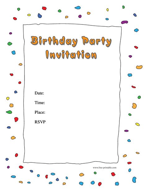 Birthday Invite Template Printable Free